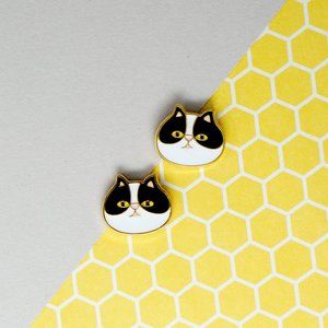 Handcrafted Black Persian Enamel Stud Earrings